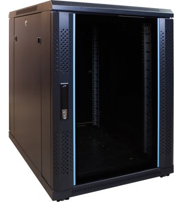 15U mini serverkast met glazen deur 600x600x860mm (BxDxH)